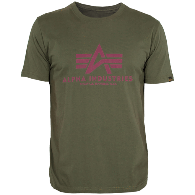 Alpha Industries Tričko Basic T-Shirt zelená tmavě 4XL