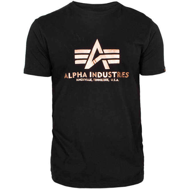 Levně Alpha Industries Tričko Basic T-Shirt černá | zlatá 4XL