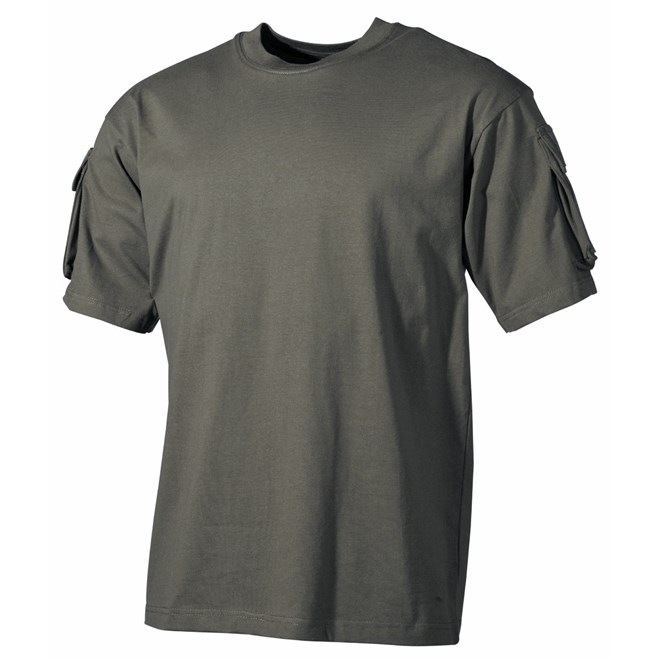 Levně Tričko US T-Shirt s kapsami na rukávech 1/2 olivové M