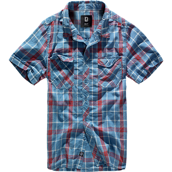 Brandit Košile Roadstar Shirt 1/2 červená | modrá S