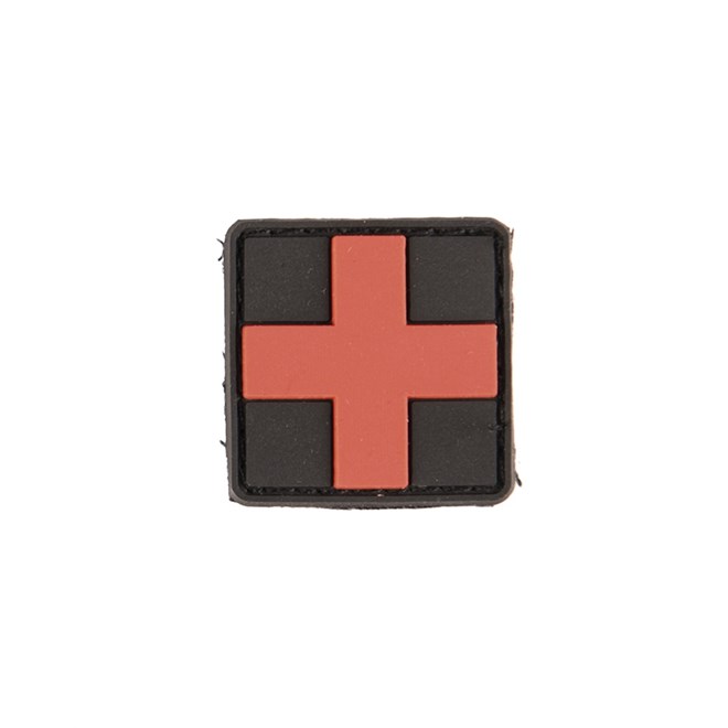 Levně Nášivka gumová 3D: Kříž malý černá | červená