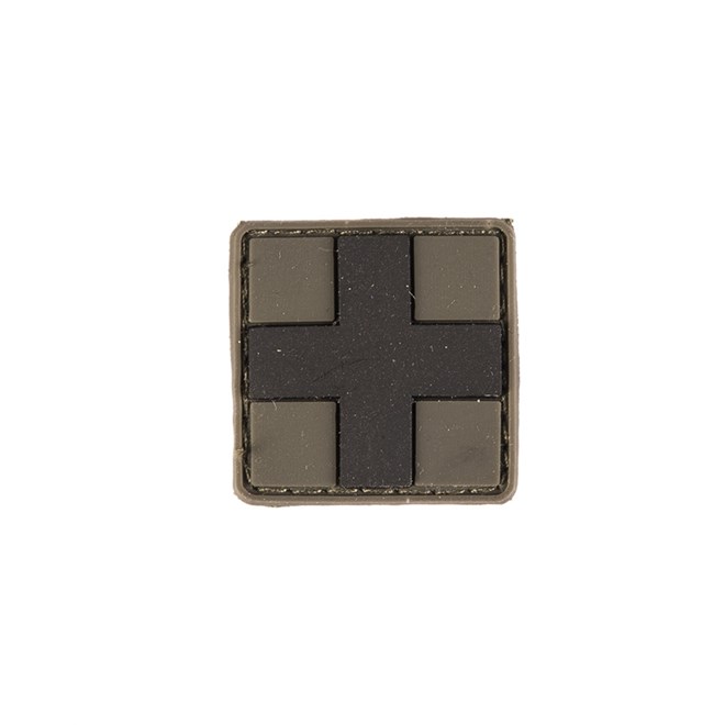 Levně Nášivka gumová 3D: Kříž malý olivová | černá