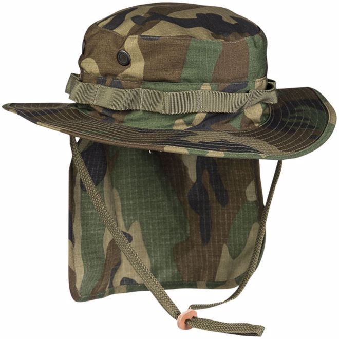 Levně Klobouk Boonie Hat s krytím týla woodland XL