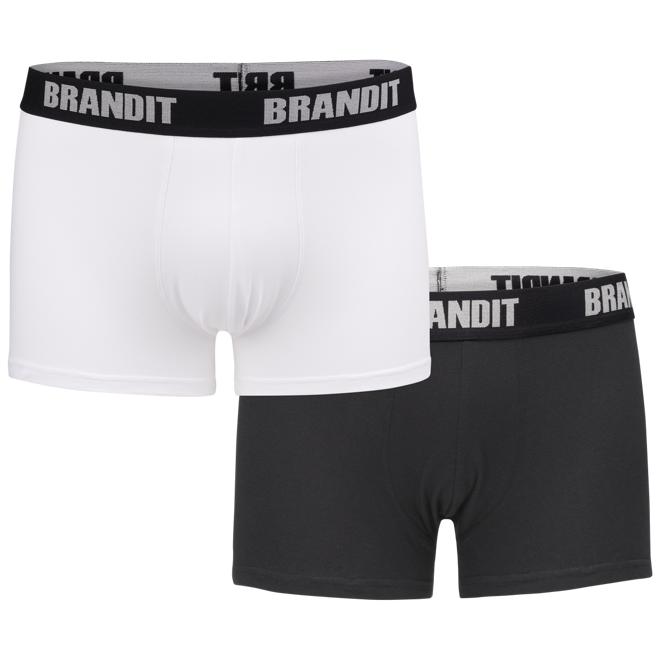 Levně Brandit Boxerky Boxershorts Logo [sada 2 ks] bílé + černé S