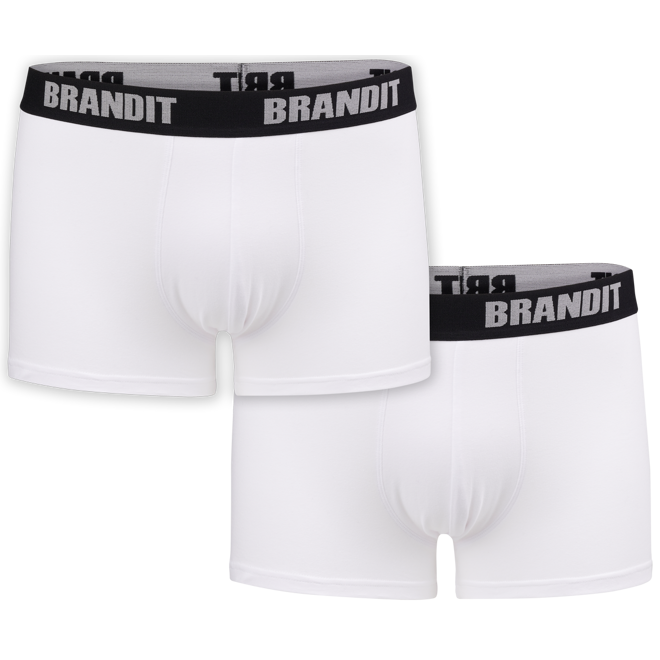 Levně Brandit Boxerky Boxershorts Logo [sada 2 ks] bílé + bílé M