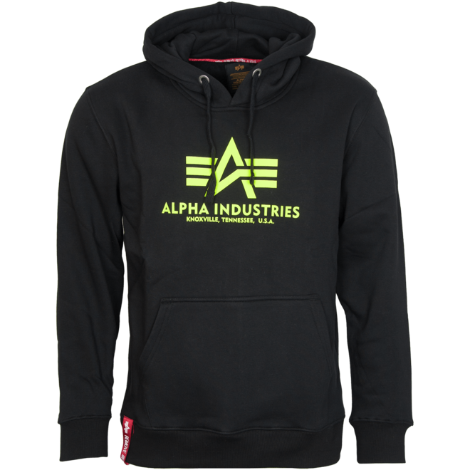 Alpha Industries Mikina Basic Hoody černá | neon yellow L
