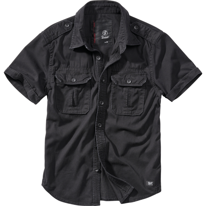 Brandit Košile Vintage Shirt Shortsleeve 1/2 černá M