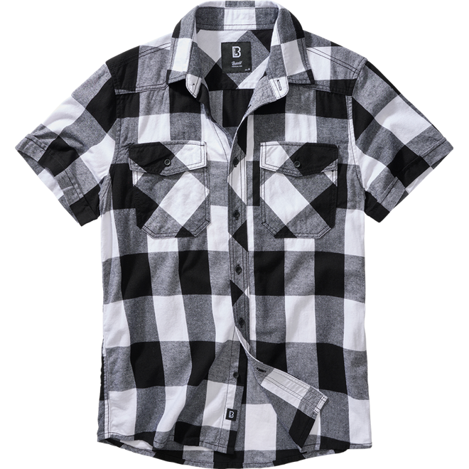 Brandit Košile Checkshirt Halfsleeve bílá | černá XXL