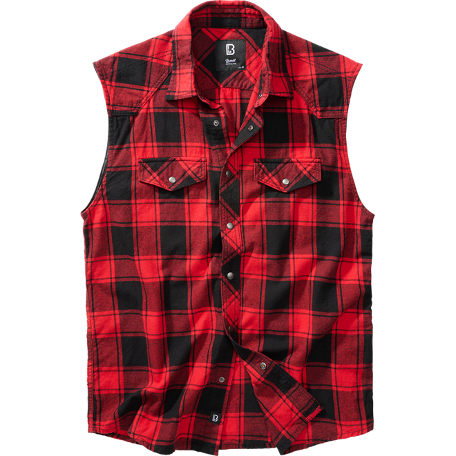 Brandit Košile Checkshirt Sleeveless červená | černá S