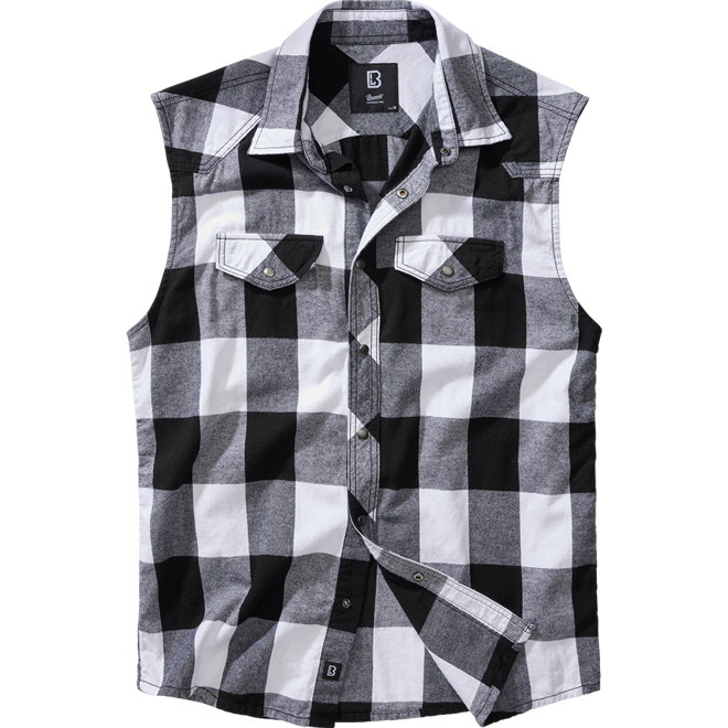 Levně Brandit Košile Checkshirt Sleeveless bílá | černá XL