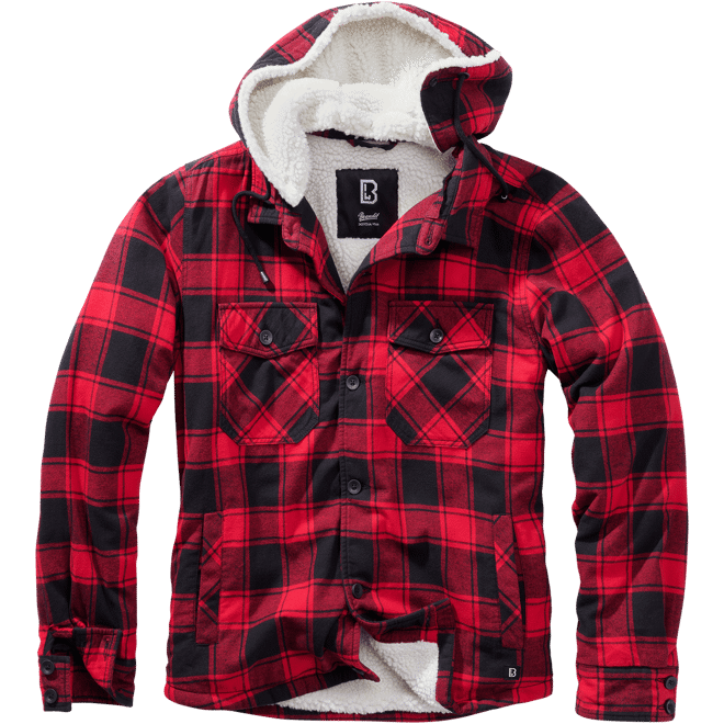Levně Brandit Bunda Lumberjacket Hooded červená | černá 3XL
