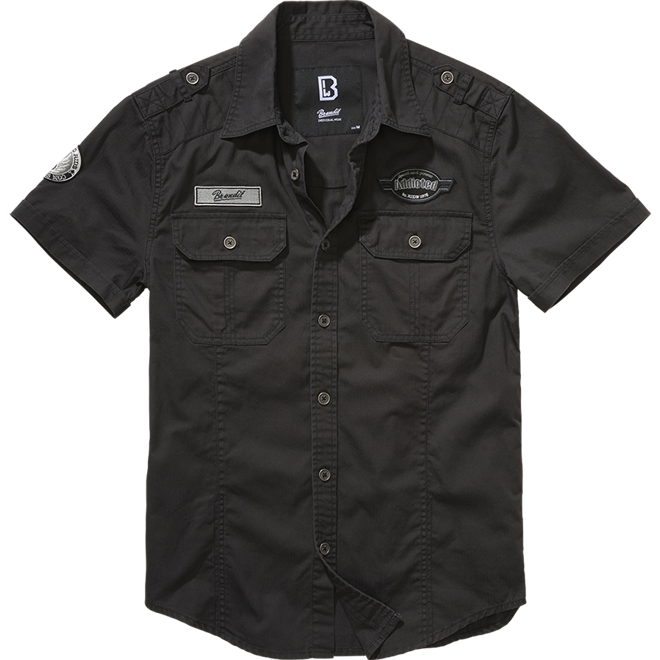 Brandit Košile Luis Vintageshirt Short Sleeve černá 4XL