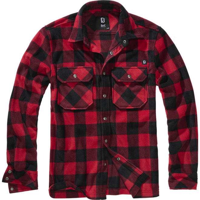 Brandit Košile Jeff Fleece Shirt Long Sleeve červená | černá XXL
