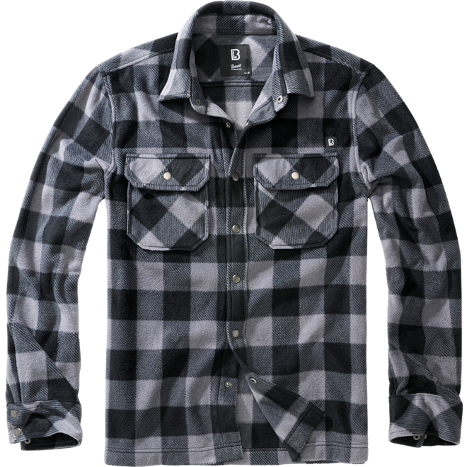 Brandit Košile Jeff Fleece Shirt Long Sleeve černá | šedá 3XL